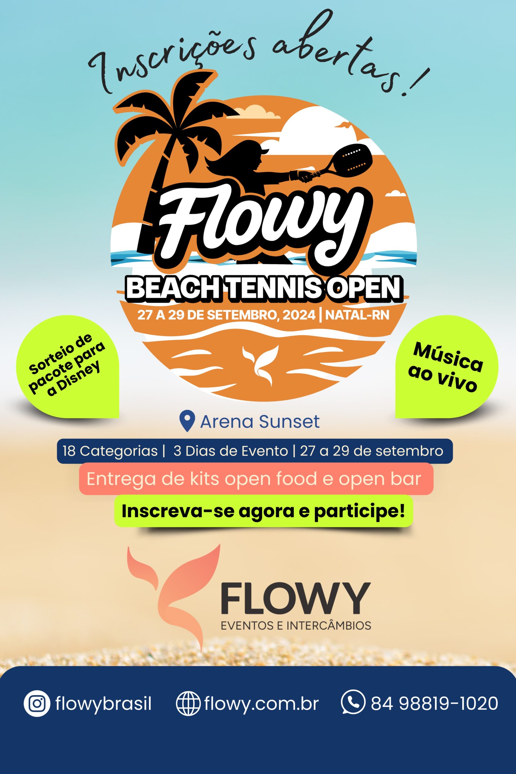 Natal recebe Flowy Beach Tennis Open com torneio e festa exclusiva de 27 a 29 de setembro