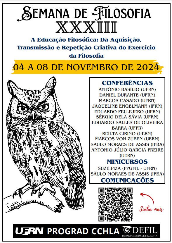 XXXIII Semana de Filosofia” da UFRN começa no dia 4 de novembro