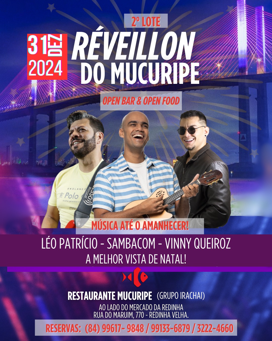 Réveillon do Mucuripe oferece open bar e Open food na Praia da Redinha