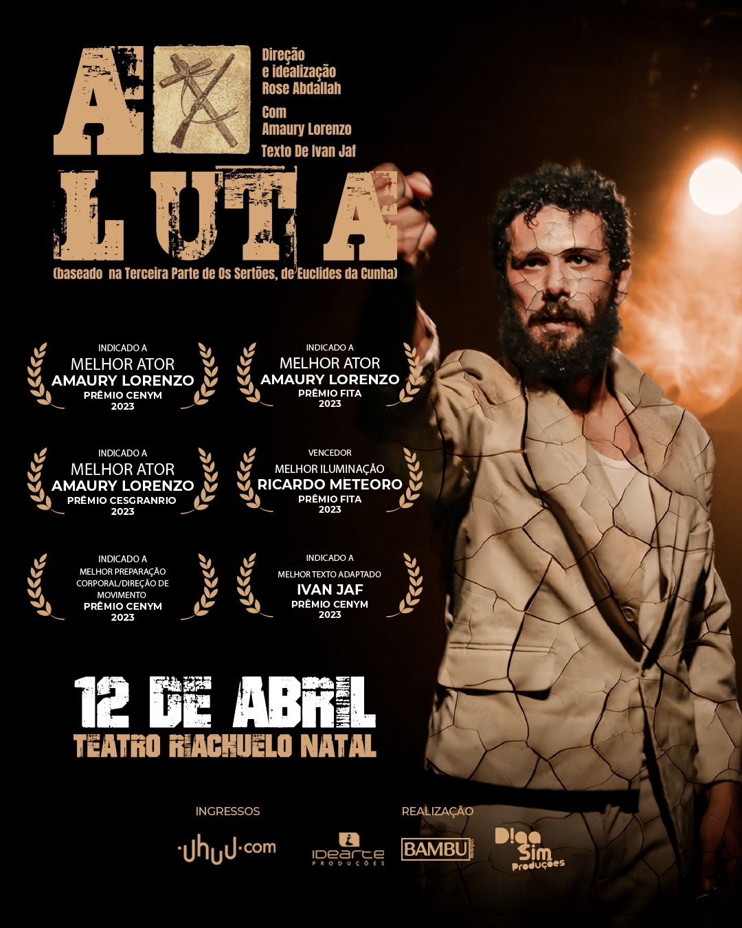 Monólogo “A Luta”, com Amaury Lorenzo, chega ao Teatro Riachuelo pela primeira vez