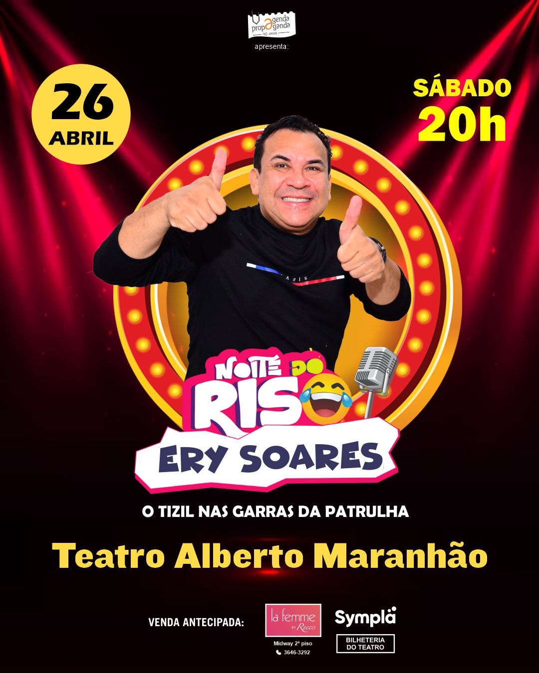 Humorista Ery soares faz show no Teatro Alberto Maranhão no dia 26