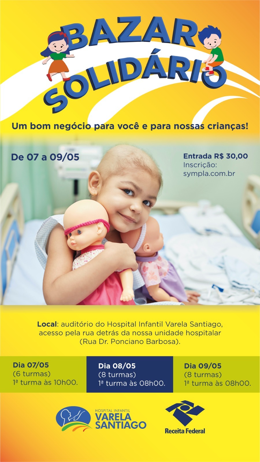Hospital Varela Santiago realiza bazar com produtos da Receita Federal nos dias 7, 8 e 9