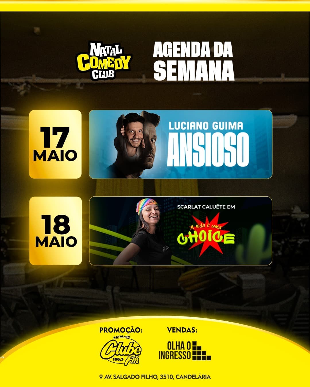 Humor mineiro e paraibano tomam conta do Natal Comedy Club neste final de semana