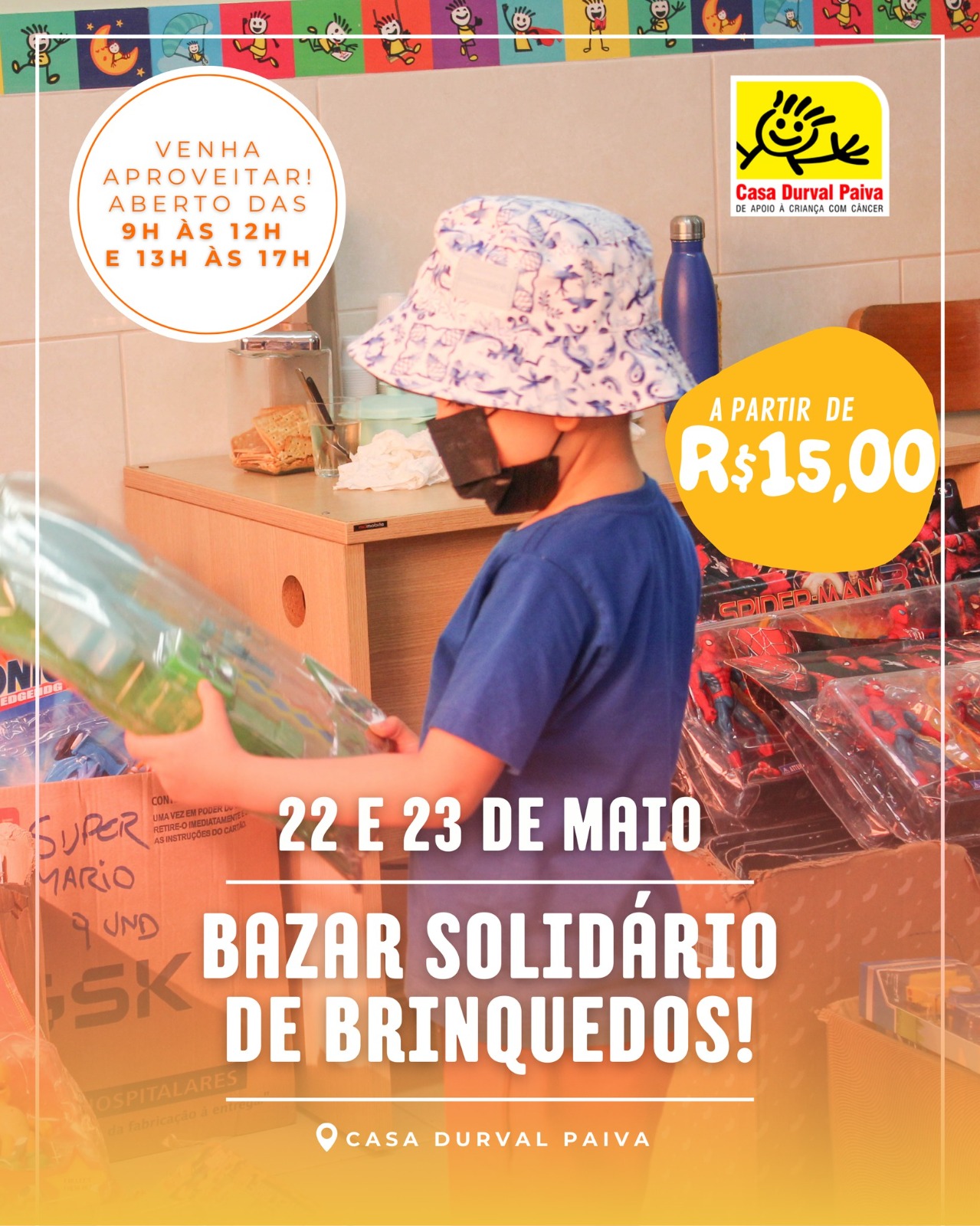 Casa Durval Paiva realiza bazar solidário de brinquedos nos dias 22 e 23 de maio