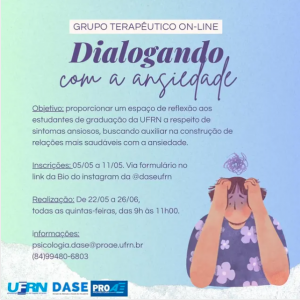 UFRN abre inscrições para grupo terapêutico Dialogando com a Ansiedade