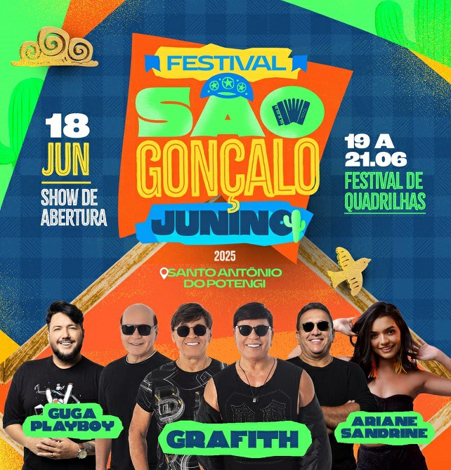 Festival São Gonçalo Junino 2025 começa dia 18 de junho com grandes atrações