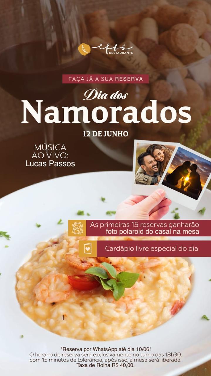 Effó Restaurante terá programação para o Dia dos Namorados e atrações musicais em junho