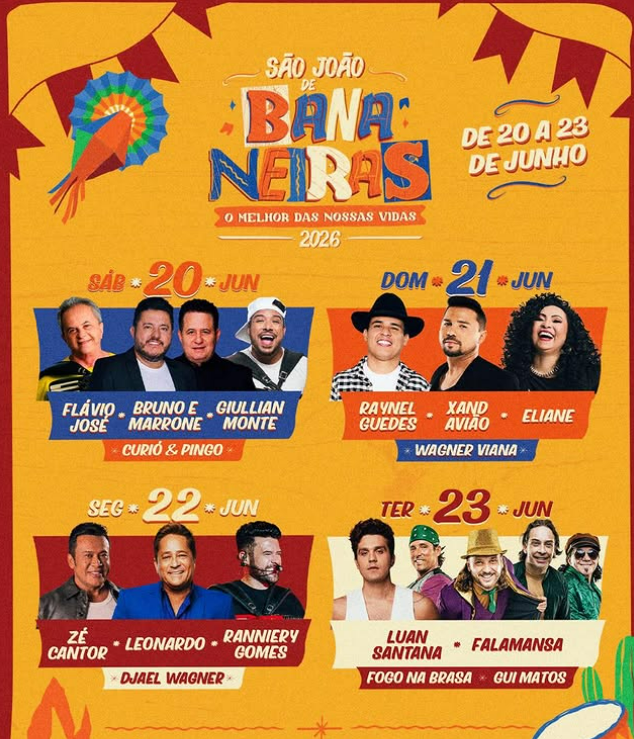 Confira a programação completa do São João de Bananeiras 2026