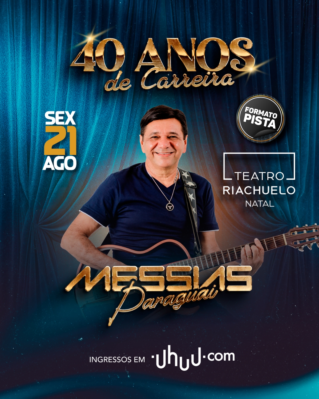 Messias Paraguai celebra 40 anos de carreira com show especial no Teatro Riachuelo