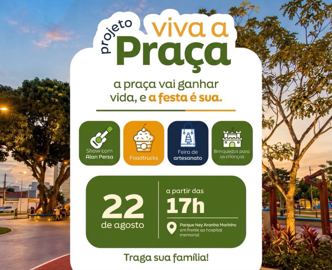 Viva a Praça promove programação cultural e de lazer no Parque Ney Aranha Marinho neste sábado (22)