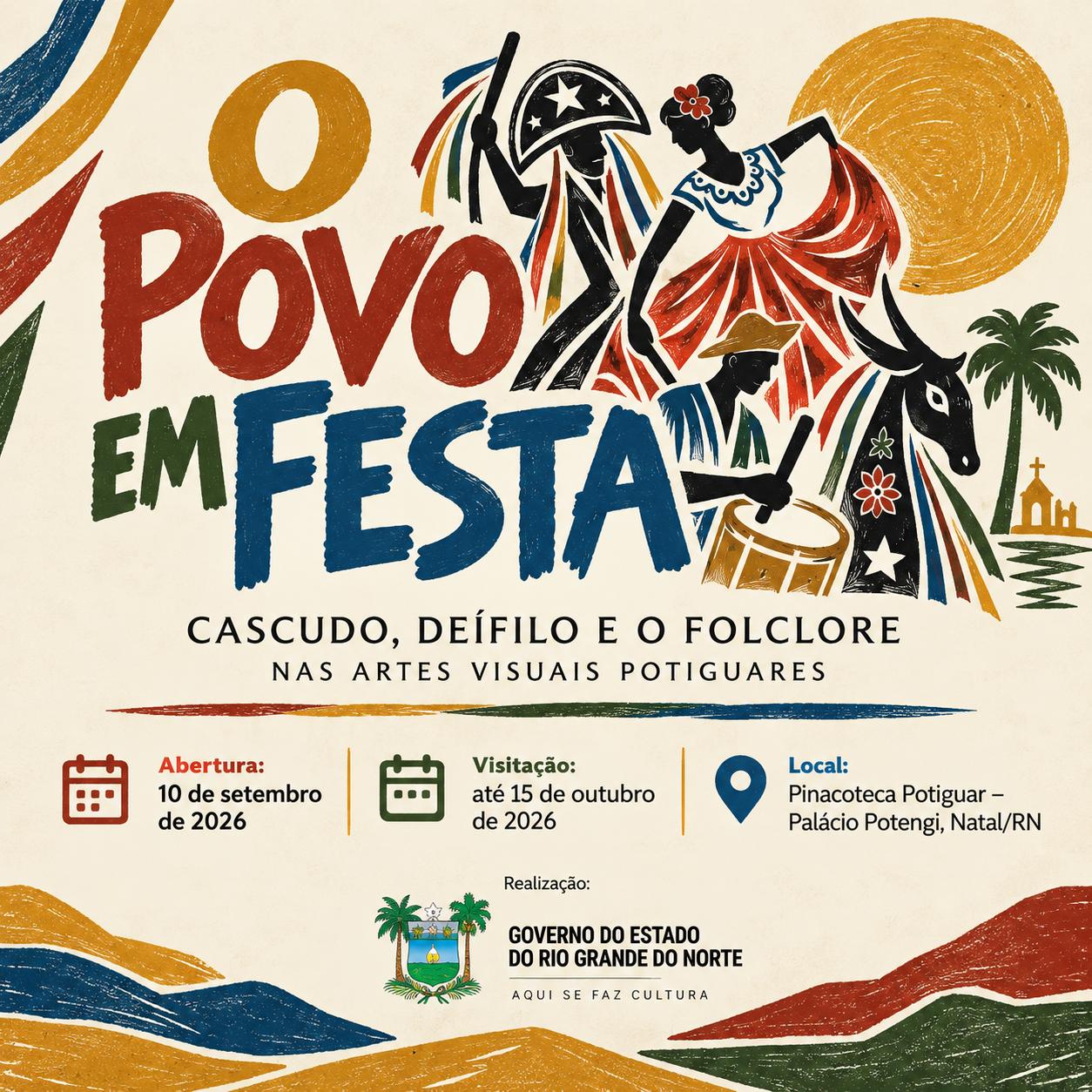 Pinacoteca do RN mantém em cartaz exposição ‘O Povo em Festa’, em homenagem a Câmara Cascudo e Deífilo Gurgel