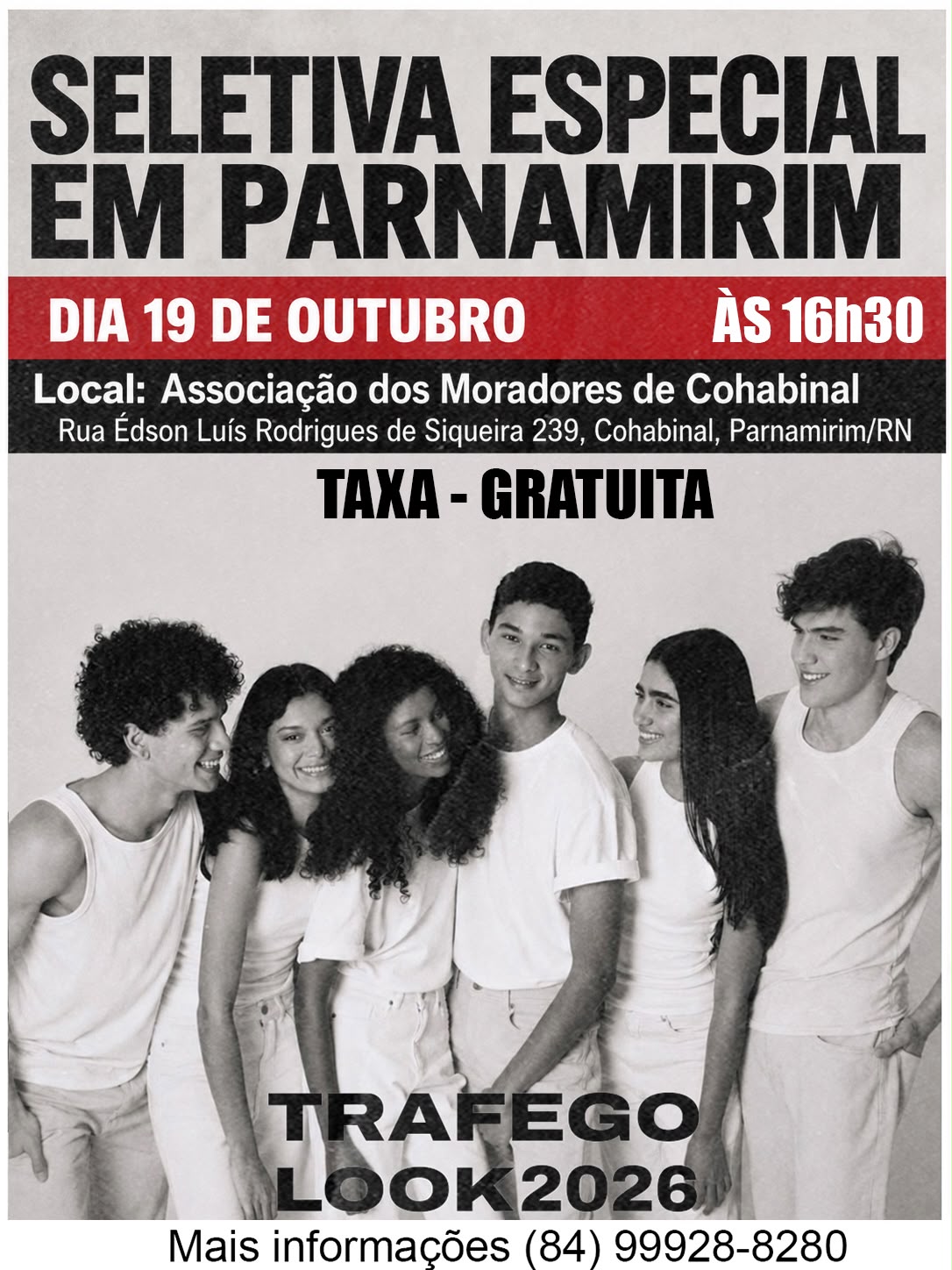 Tráfego Model’s raliza seletiva extra e gratuita de modelos em Parnamirim