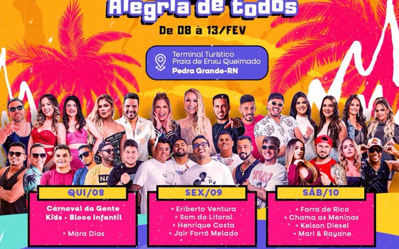 Prefeitura de Pedra Grande vai ter “Carnaval da Gente” com seis dias de festa e 22 atrações
