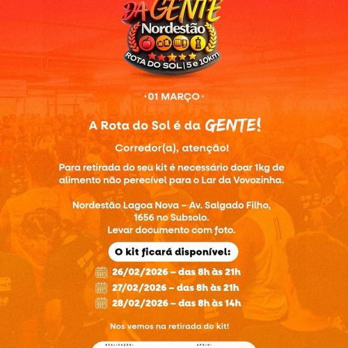 Últimas vagas: 2ª Corrida da Gente inicia entrega de kits nesta quinta-feira