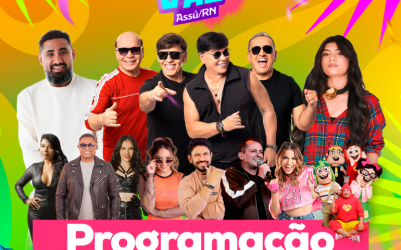 Raí Saia Rodada e Grafith comandam o Carnaval de Assú 2026; confira a programação completa