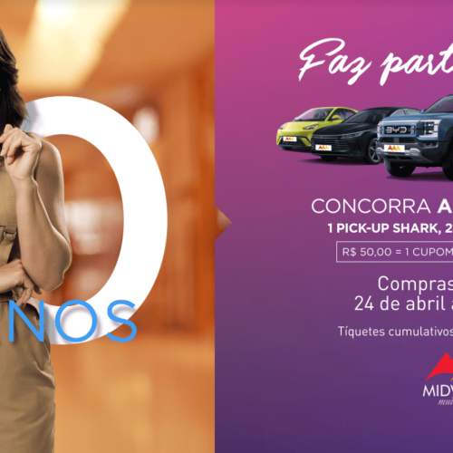Midway presenteia seu público com sorteio de cinco carros BYD nesta quarta-feira (25)