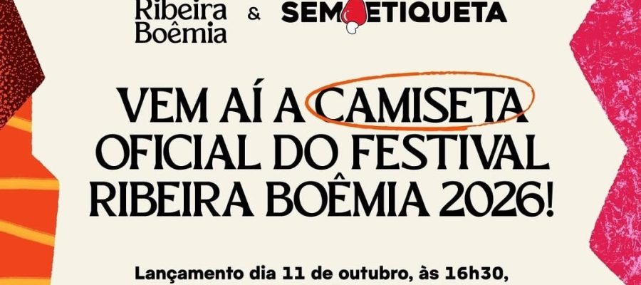 Ribeira Boêmia e Sem Etiqueta lançam camiseta oficial do Festival de Samba Ribeira Boêmia 2026, com roda de samba gratuita