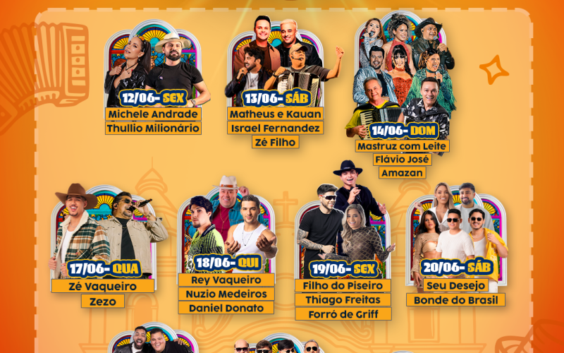 Matheus e Kauan, Menos é Mais e Padre Fábio de Melo estão confirmados no São João de Assú 2026