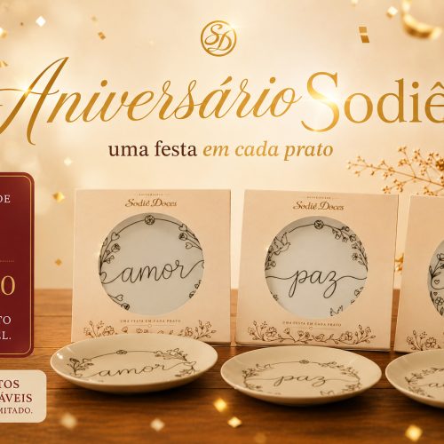 Sodiê Doces celebra 29 anos com bolo inspirado na história da marca e coleção especial de pratos