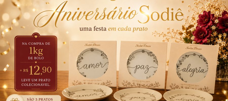 Sodiê Doces celebra 29 anos com bolo inspirado na história da marca e coleção especial de pratos