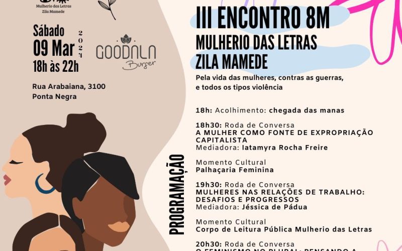 III Encontro Mulherio das letras Zila Mamede acontece nesse sábado (9) em Ponta Negra