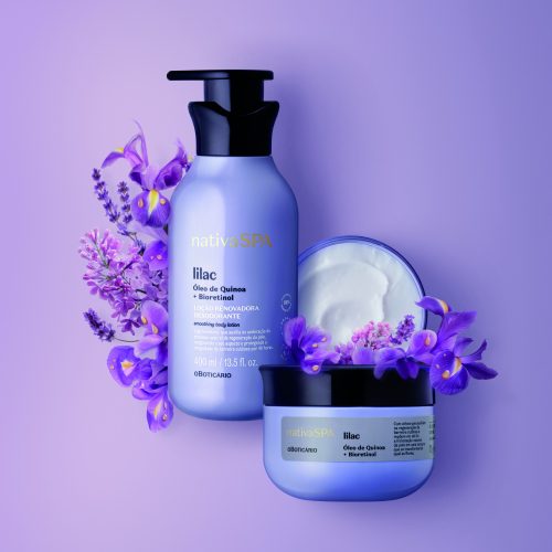 Em composição de flores delicadas, o Boticário expande portfólio com Nativa SPA Lilac
