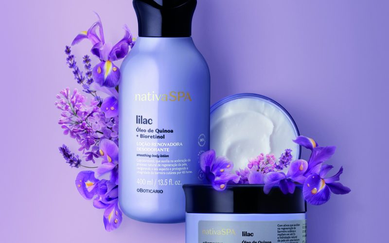 Em composição de flores delicadas, o Boticário expande portfólio com Nativa SPA Lilac