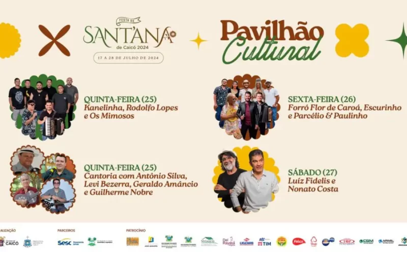 Pavilhão Cultural na Festa de Sant’Ana de Caicó traz shows gratuitos até sábado (27)