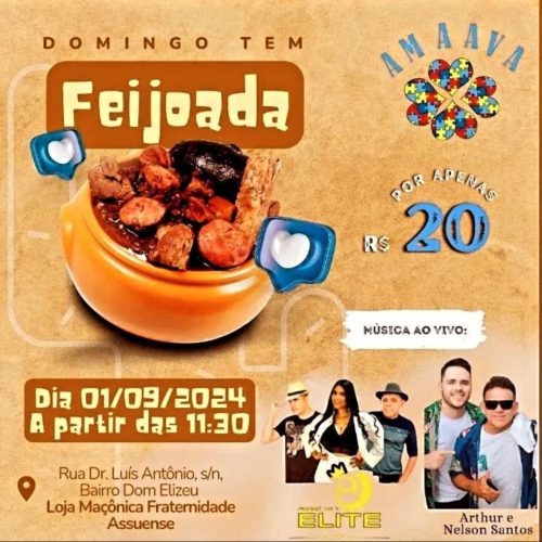 Feijoada das Mães da Amaava acontece no dia 1º de setembro em Assú