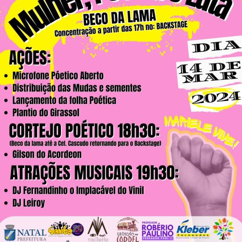 “Mulher, poesia e luta”: Beco da lama promove programação especial nesta quinta (14)