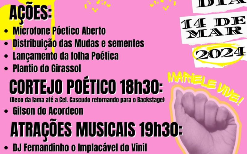 “Mulher, poesia e luta”: Beco da lama promove programação especial nesta quinta (14)