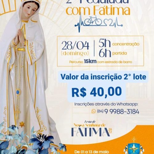 2ª Pedalada com Fátima será realizado dia 28 de abril na cidade de Mossoró
