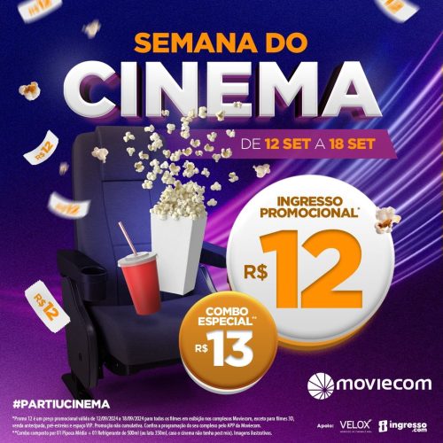 Moviecom Praia Shopping promove Semana do Cinema com ingressos a R$12 nesta quinta (12)
