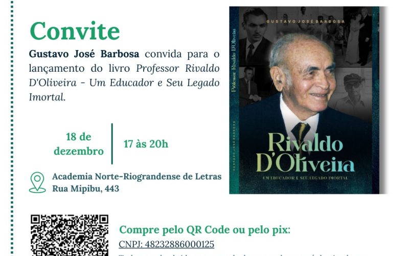 Livro sobre a história do professor Rivaldo D’Oliveira será lançado nesta quarta (18)