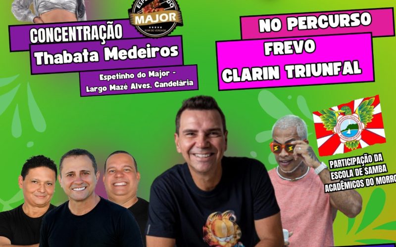 Candelária recebe prévia carnavalesca gratuita com Sergynho Pimenta e Banda Soanata
