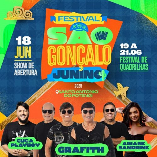 Festival São Gonçalo Junino 2025 começa dia 18 de junho com grandes atrações