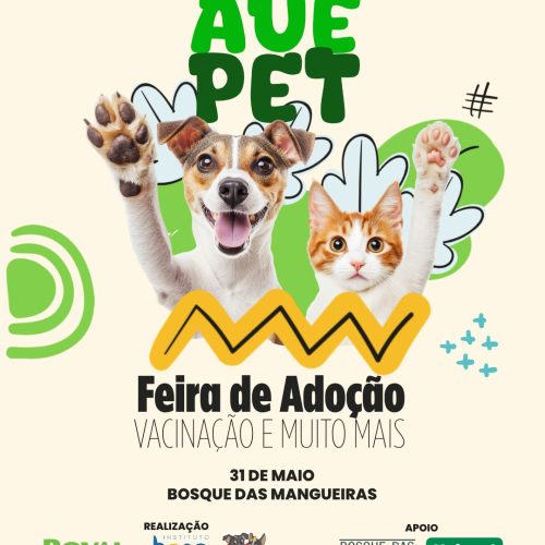 “Auê Pet – Feirinha de Adoção” acontece neste sábado (31) no Bosque das Mangueiras