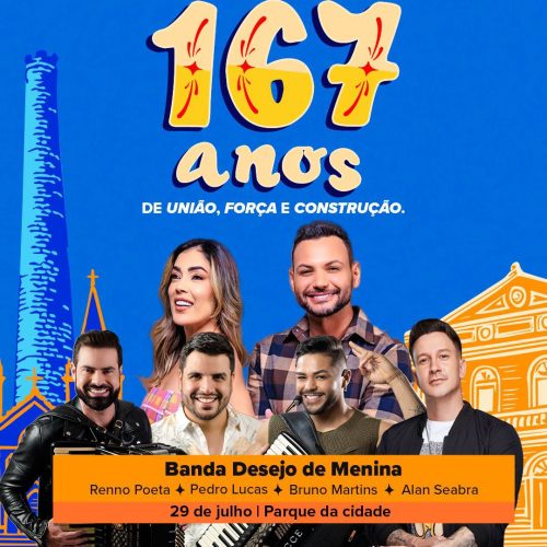 Ceará-Mirim celebra 167 anos com shows gratuitos a partir desta terça(29)