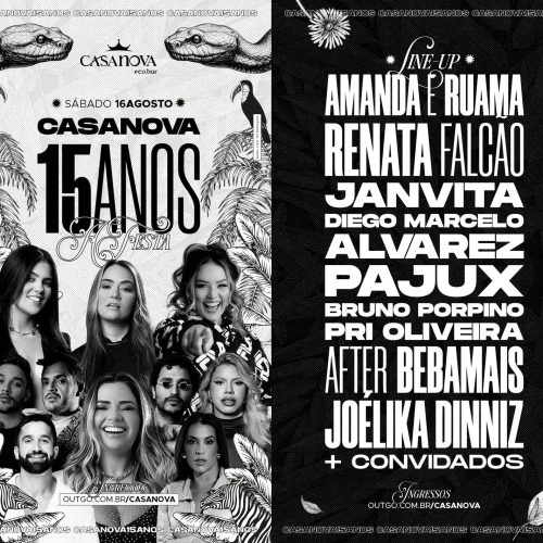Casanova celebra 15 anos com 10 horas de festa, novos espaços e line-up diverso em Natal
