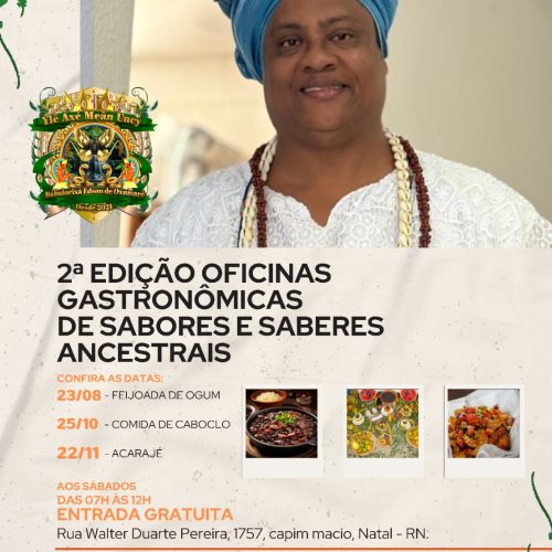 2ª edição de oficinas gastronômicas Sabores e Saberes Ancestrais começa neste sábado (23)