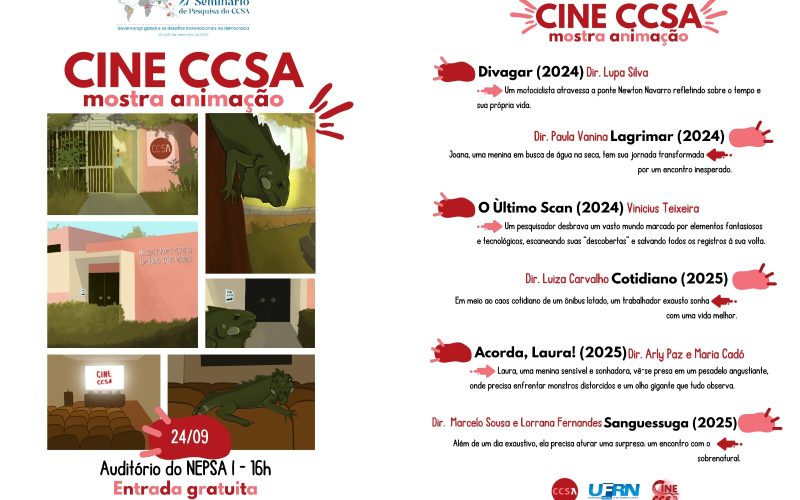 Cine CCSA realiza mostra de animações potiguares na quarta (24)