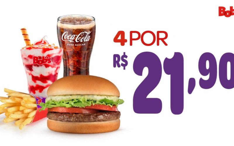 Bob’s entra na guerra dos fast foods e lança combo de 4 itens por R$ 21,90