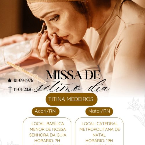 Missa de Sétimo dia da atriz Titina Medeiros acontece neste final de semana