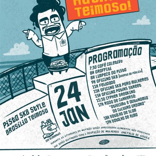 Mutirão Teimoso reúne cultura urbana, ativismo e ação solidária na Pista de Skate da Praia