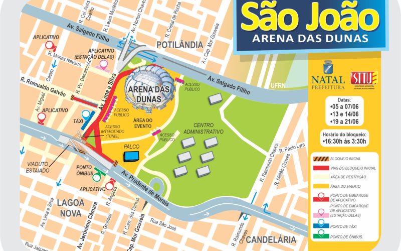 São João de Natal terá esquema especial de trânsito no entorno da Arena das Dunas