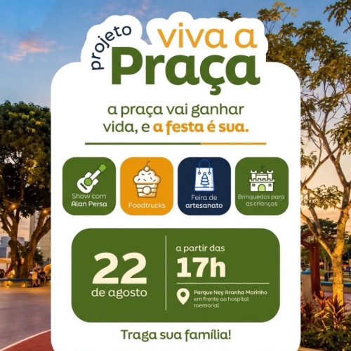 Viva a Praça promove programação cultural e de lazer no Parque Ney Aranha Marinho neste sábado (22)