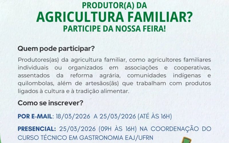 EAJ de Macaíba inscreve produtores agrícolas para Feira de Agricultura Familiar
