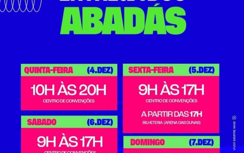 Confira os horários e locais da entrega dos abadás do Carnatal 2025