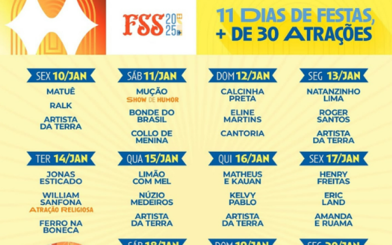 Caraúbas divulga programação completa da Festa de São Sebastião 2025