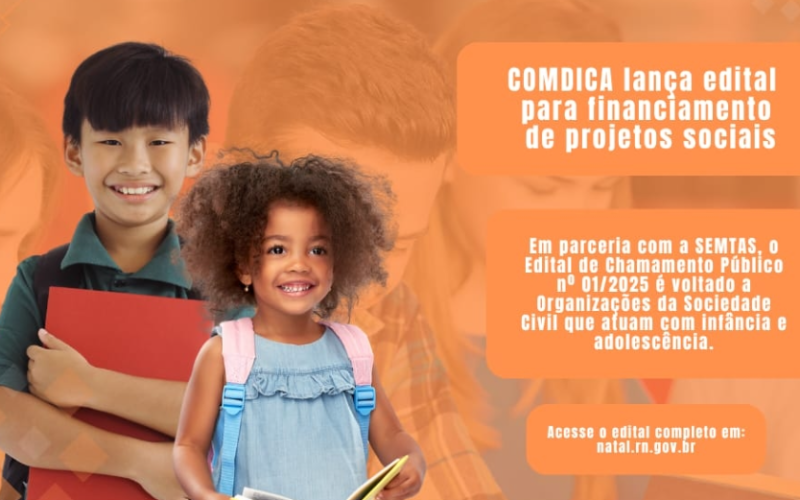 Comdica lança edital de R$ 1,2 milhão para financiar projetos para infância e adolescência